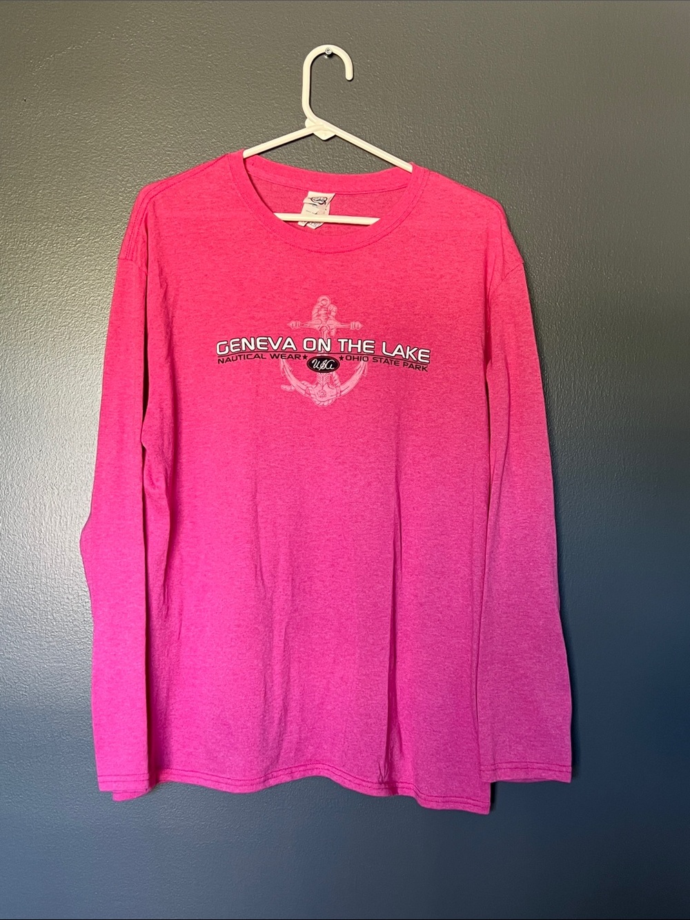 Geneva on the Lake Ohio XL Pink Long Sleeve Graphic T Shirt Nautical